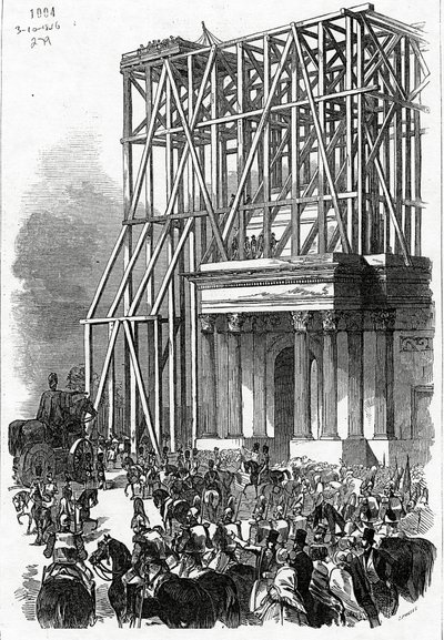 Arrival of the Wellington Statue at the Arch, published in 